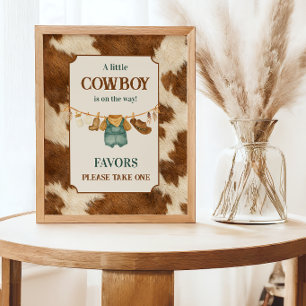 Poster Ligne de vêtements western à motif vache cow-boy B