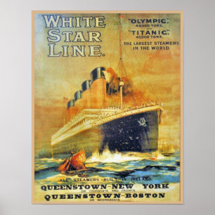 Poster Ligne des étoiles blanches Titanic & publicité oly