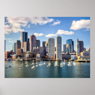 Poster Ligne d'horizon de Boston en bord de mer