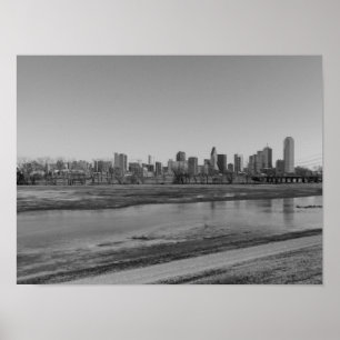 Poster Ligne d'horizon de Dallas en nuances de gris