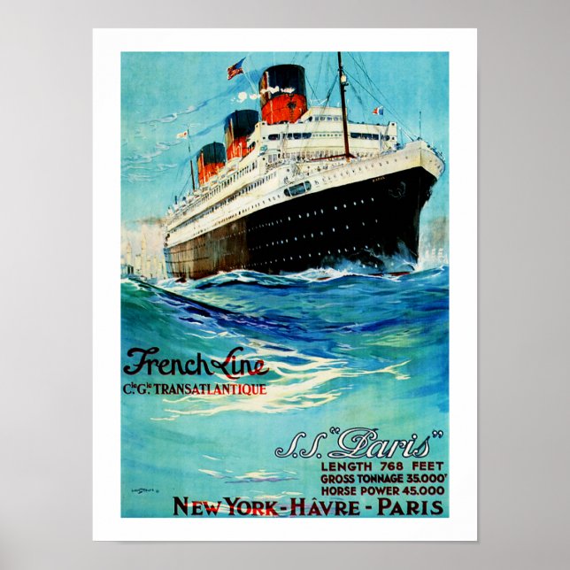 Poster Ligne française ~ ss Paris (Devant)