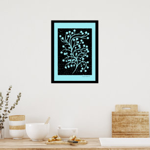 Poster Ligne Jardin de Minuit Turquoise Mist   