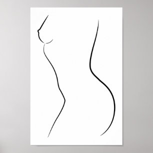Poster Ligne minimaliste Art Femme Corps Illustration mod
