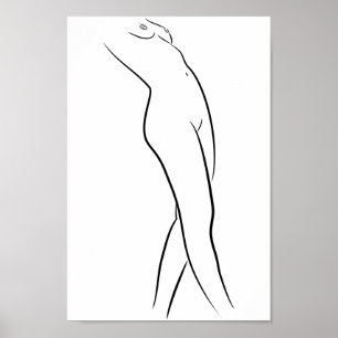 Poster Ligne minimaliste Art Femme Corps Illustration mod