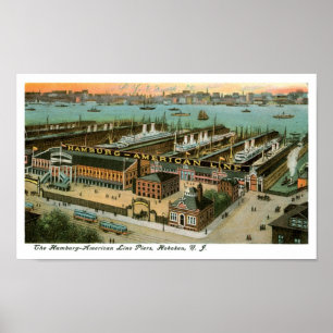 Poster Ligne piliers de Hambourg Amérique