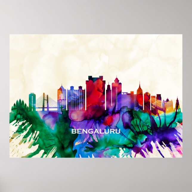 Poster Ligne Skyline Bengaluru (Devant)