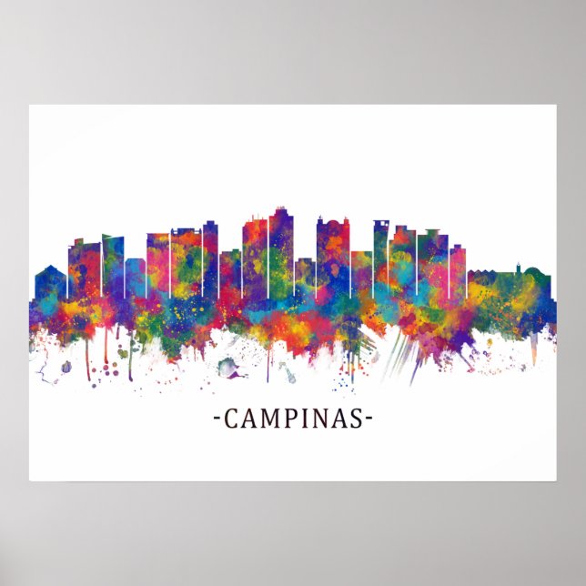 Poster Ligne Skyline Campinas Brésil (Devant)