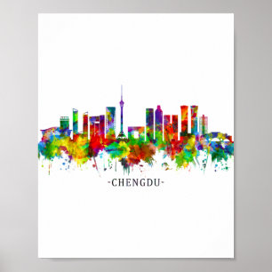 Poster Ligne Skyline Chengdu Chine
