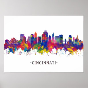 Poster Ligne Skyline Cincinnati Ohio