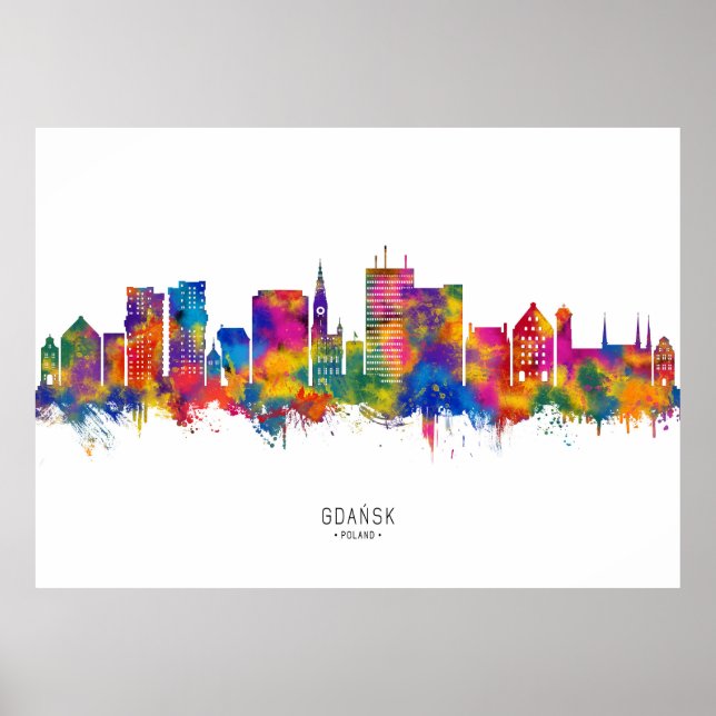 Poster Ligne Skyline de Gdansk Pologne (Devant)