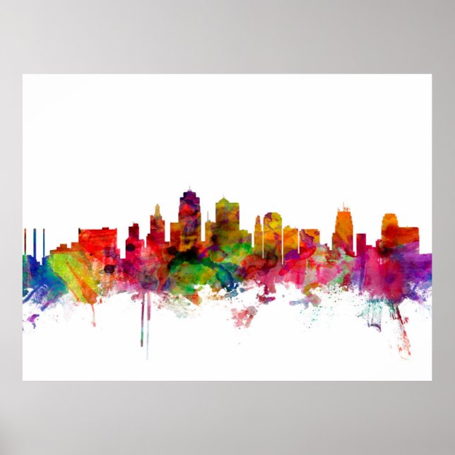 Poster Ligne Skyline de Kansas City (Devant)