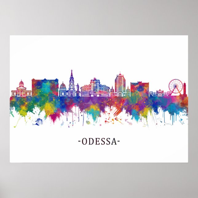 Poster Ligne Skyline d'Odessa Ukraine (Devant)