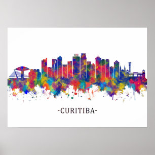 Poster Ligne Skyline du Brésil de Curitiba