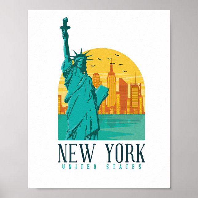 Poster Ligne Skyline élégante New York (Devant)