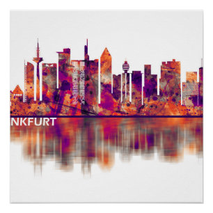Poster Ligne Skyline Francfort-Allemagne