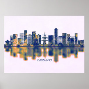 Poster Ligne Skyline Kawasaki