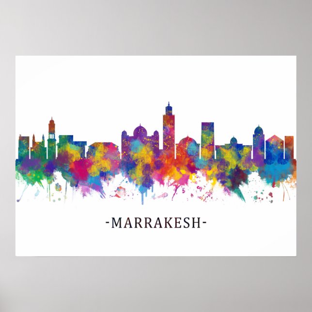Poster Ligne Skyline Marrakech Maroc (Devant)