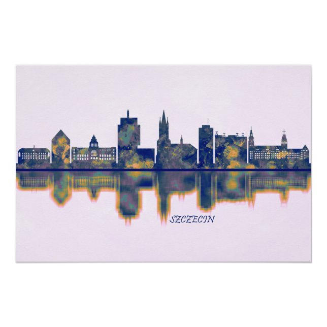 Poster Ligne Skyline Szczecin (Devant)