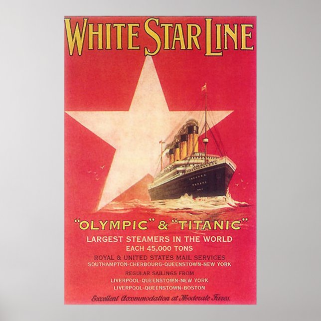 Poster Ligne Titanic White Star Vintage (Devant)