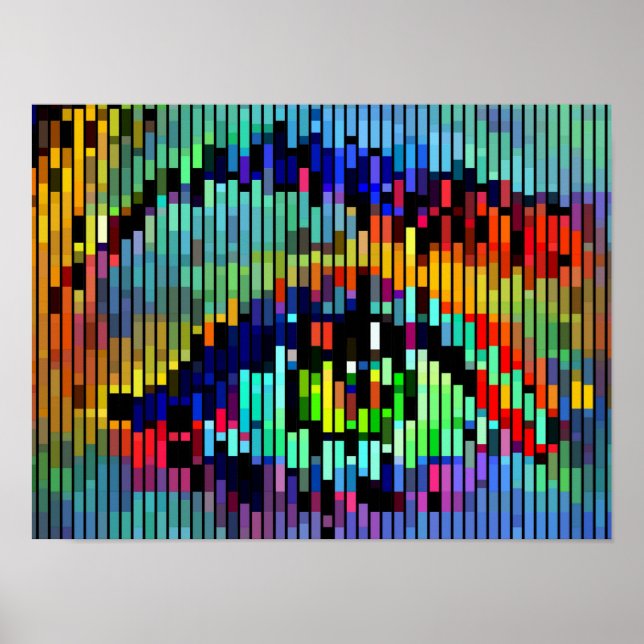 Poster Lignes Abstraites géométriques femmes oeil Art ori (Devant)