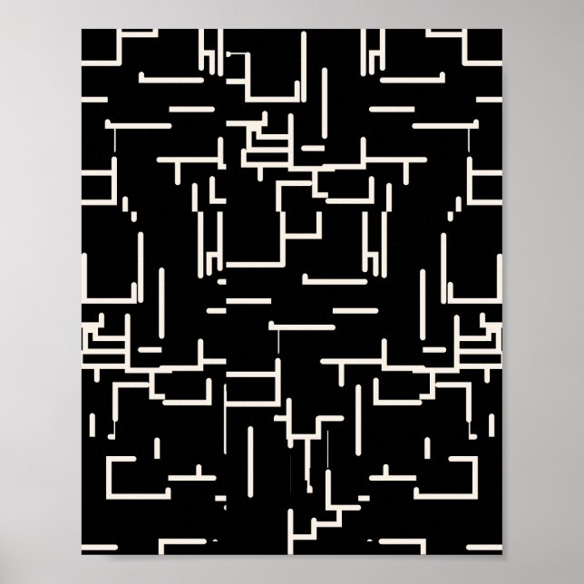 Poster Lignes Abstraites minimalistes Noir (Devant)