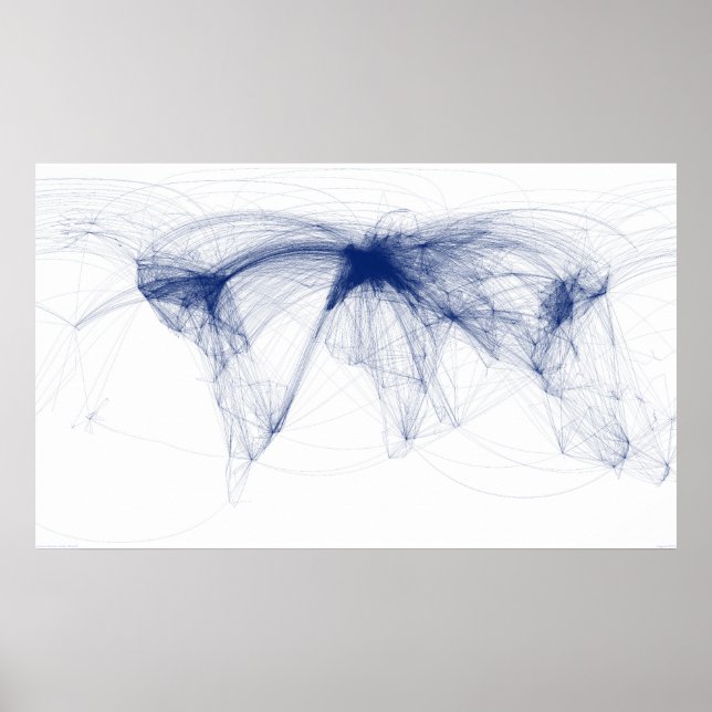 Poster Lignes aériennes du monde (Bleu) - août 2010 (Devant)