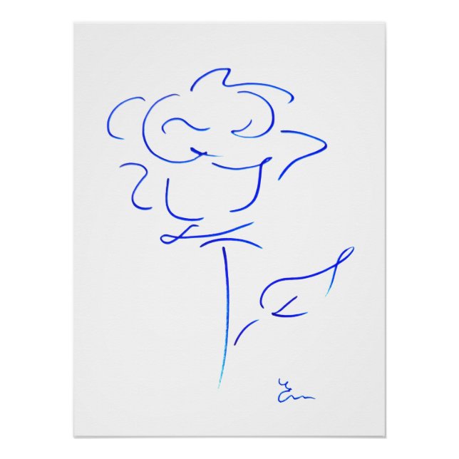 Poster Lignes bleues 4 (Devant)