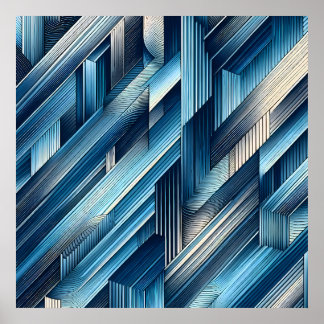 Poster Lignes Bleues De Mouvement