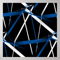 Lignes bleues et blanches Abstraites sur noir B