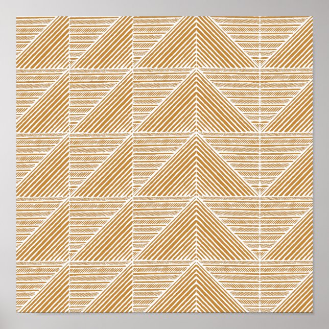 Poster Lignes Chevron Abstraites modernes en Jaune de mou (Devant)