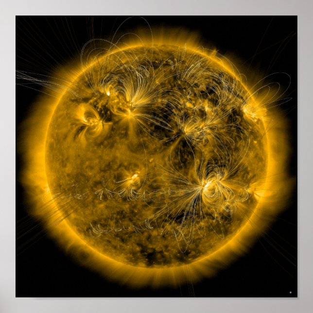Poster Lignes de champ magnétique sur le Soleil (Devant)