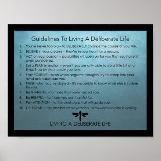 Poster Lignes Directrices Pour Vivre Une Vie Délibérée