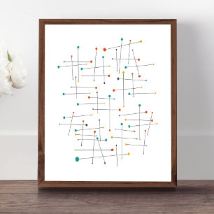 Poster Lignes Et Points Du Milieu Du Siècle Funky Rétro