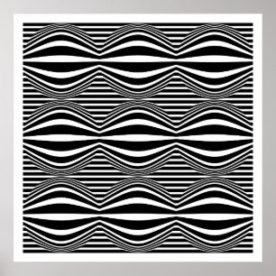 Poster Lignes et sphères 01 d'art op - noires et blanches