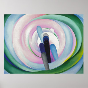Poster Lignes grises avec noir, bleu et jaune O'Keeffe