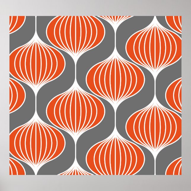 Poster Lignes ondulées : motif vintage géométrique. (Devant)