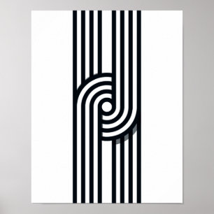 Poster Lignes parallèles Art Print - Ligne noire et blanc