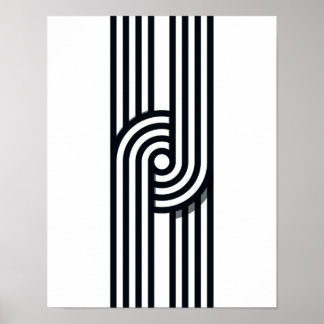 Poster Lignes parallèles Art Print - Ligne noire et blanc