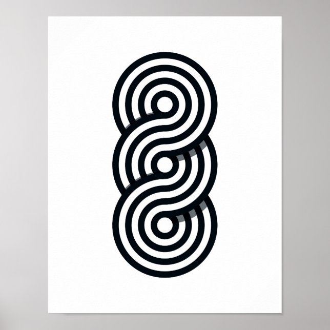 Poster Lignes parallèles Art Print - Ligne noire et blanc (Devant)