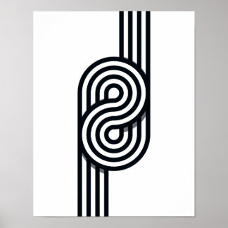 Poster Lignes parallèles Art Print - Ligne noire et blanc