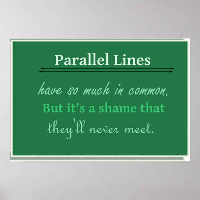 Poster Lignes parallèles de devis d'Humour mathématique (Devant)