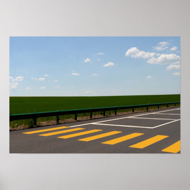 Poster Lignes peintes sur le paysage et la route (Devant)