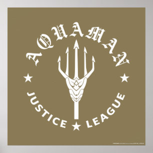 Poster Ligue de Justice   Aquaman Retro Trident Emblem