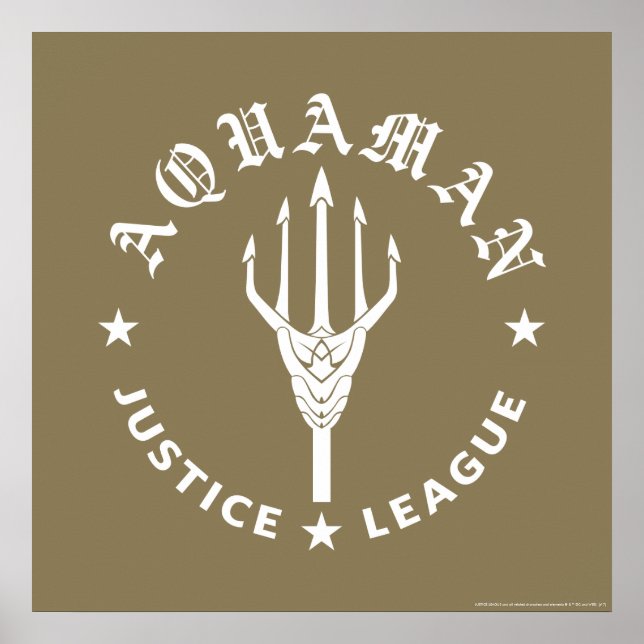 Poster Ligue de Justice | Aquaman Retro Trident Emblem (Devant)