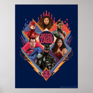 Poster Ligue de Justice   Insigne du groupe de hachures d