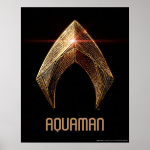 Poster Ligue de Justice Symbole d'aquaman métallique