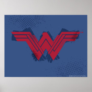 Poster Ligue de Justice   Symbole de femme Wonder brossé