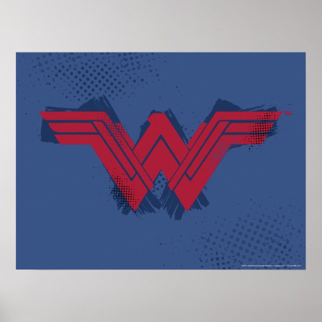 Poster Ligue de Justice | Symbole de femme Wonder brossé (Devant)