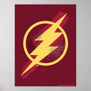 Poster Ligue de Justice   Symbole Flash brosse et demi-to