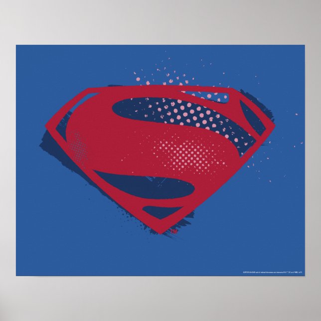 Poster Ligue de Justice | Symbole Superman brosse et demi (Devant)